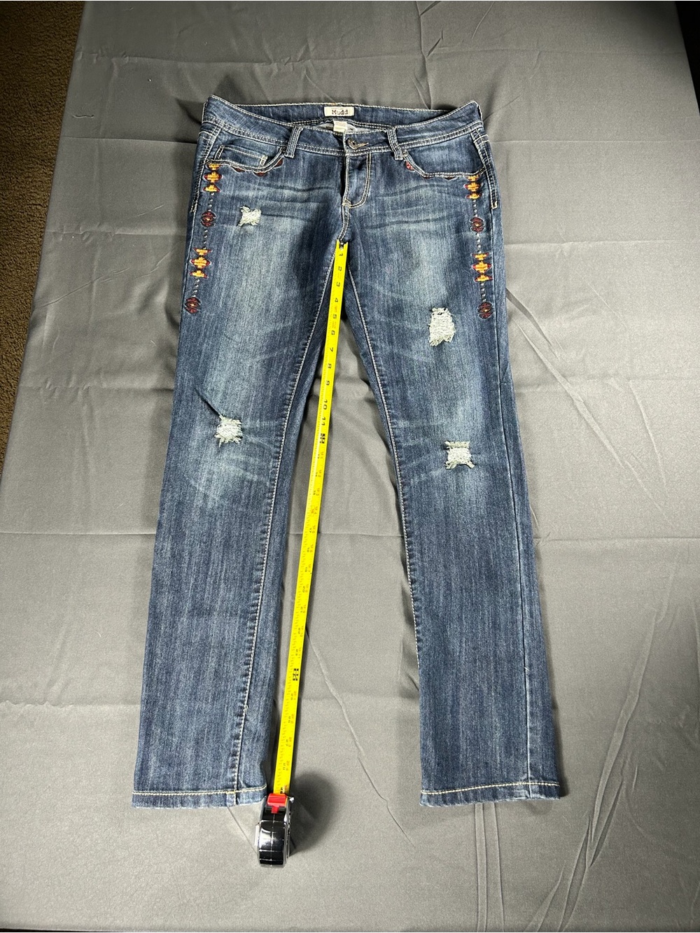 Mudd Straight Leg Distressed Jeans Blue Waist 11
